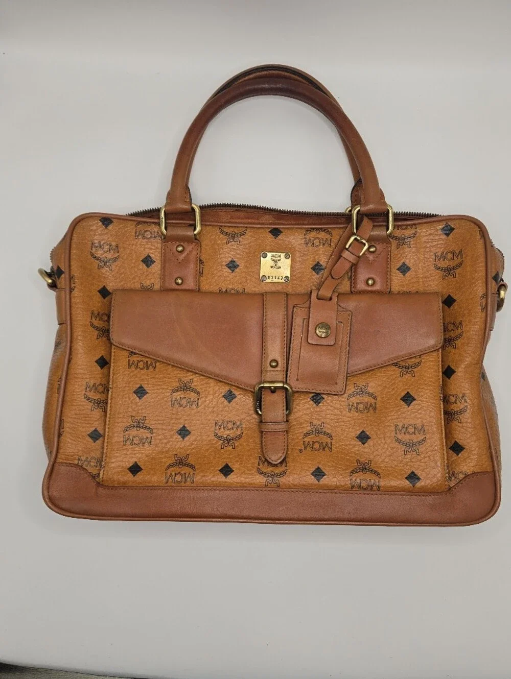 MCM Visetos Leather Briefcase / Business Bag – Cognac – Vintage